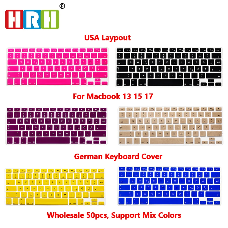 

HRH German 50pcs Silicone Keyboard Cover Skin Protector Protective Film For Macbook Air 13" 15"17 Pro With Retina USA Version