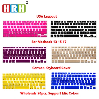 

HRH German 50pcs Silicone Keyboard Cover Skin Protector Protective Film For Macbook Air 13" 15"17 Pro With Retina USA Version