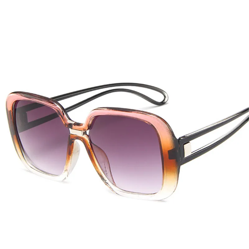 Oulylan негабаритных солнцезащитных очков женские роскошные брендовые дизайнерские градиентные солнцезащитные очки женские зеркальные ретро очки UV400 очки - Цвет линз: PinkCha