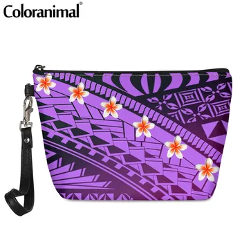 

Coloranimal Tribal Polynesian Plumeria Printing Ladies Cosmetic Case Travel Function PU Wash Toiletry Pouch Women Make up Bolsa