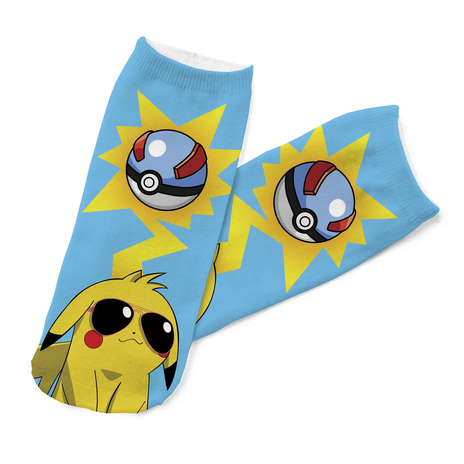 Kawaii Pokemon очки в виде Пикачу, хлопковые носки для девочек Забавные милые женские носки японские Короткие Носки с рисунком для мальчиков
