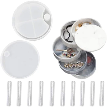 

Rotatable Jewelry Box Epoxy Resin Casting Molds, DIY Trinket Box Making Mold Handcraft Jewelry Storage Organizer Mould