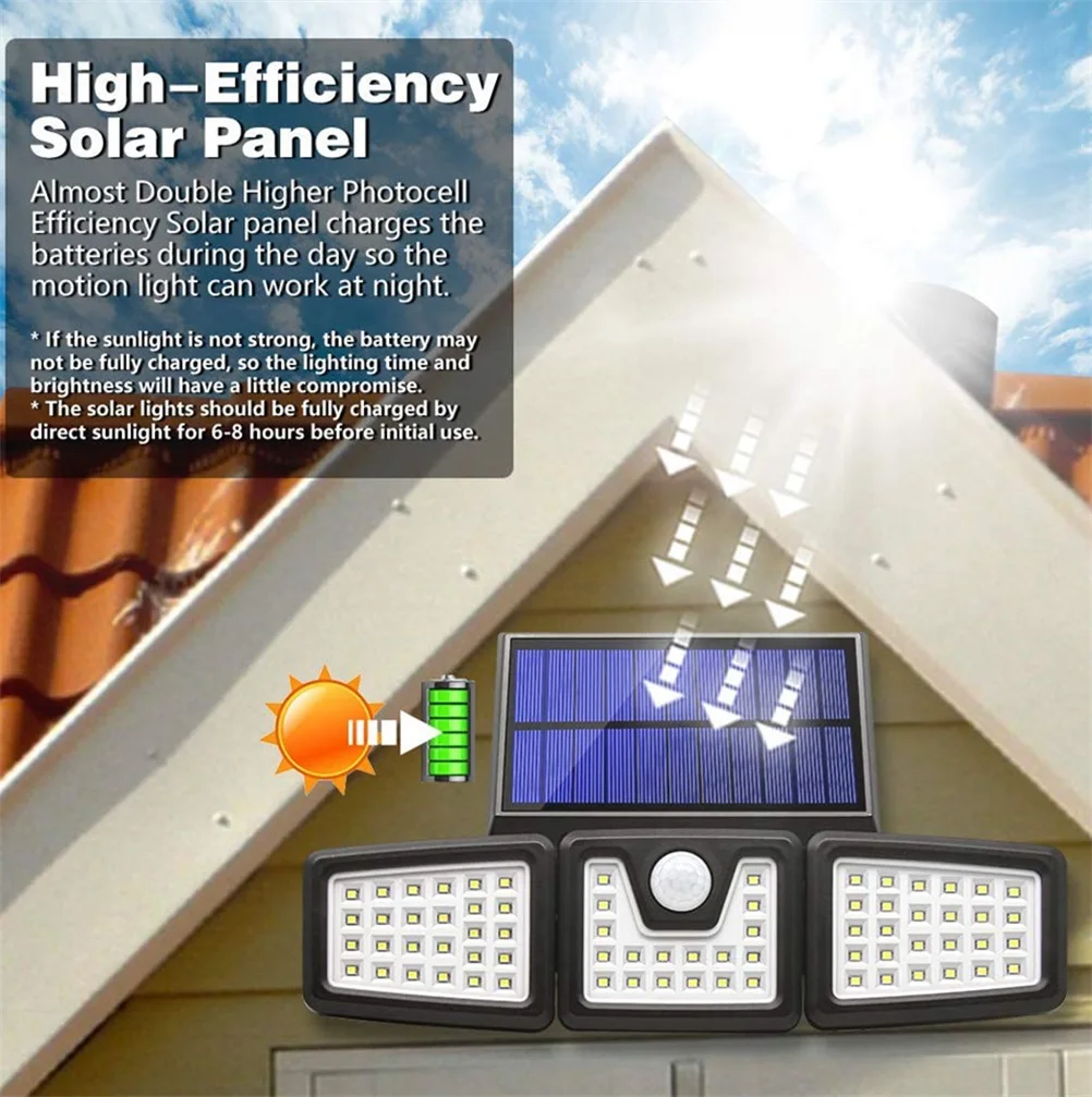Luzes de Parede Solares com Sensor de Movimento Solares para Jardim Led ao ar Luzes Solares Livre Ajustável Cabeça Dupla Refletores Exterior 74 7 parede com sensor de movimento ajustável cabeça