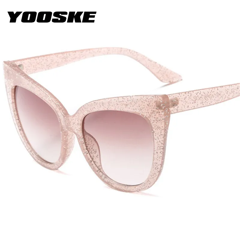 YOOSKE бренд кошачий глаз солнцезащитные очки для женщин для негабаритных Защита от солнца очки Дамы Винтаж оттенки кристалл большая оправа очки UV400