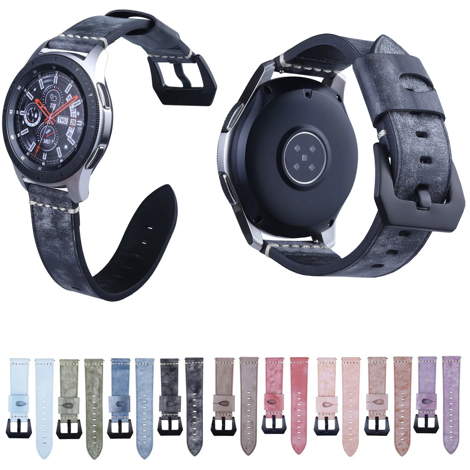 Ремешок из натуральной кожи для Samsung Galaxy Watch 46 мм браслет масляной и вощеной Gear S3