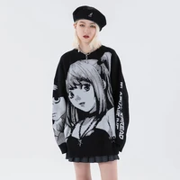 Dzianiny Harajuku zimowe ubrania kobiet 2020 ponadgabarytowych swetry z długim rękawem Top Gothic moda japoński Kawaii Cartoon Streetwear 2