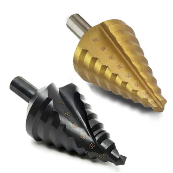 

Triangle Handle Titanium Plated Straight Groove Step Drill 10-45MM Step Drill Multi-function Reaming Drill Bit High Speed Steel