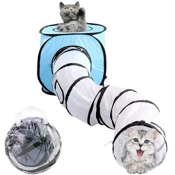 

2 In 1 Foldable S Type Cat Tunnel Durable Kitten Cube Tent House Toy Portable Long Exit Pet Supplies Storage Bag Catt Supplies