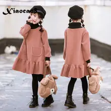 Зимнее платье для девочек детские вельветовые плотные платья принцессы для девочек, детское платье-свитер с высоким воротником Одежда для маленьких девочек