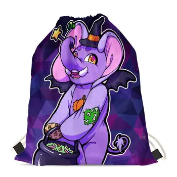 

HYCOOL Drawstring Backpack Cute Aniaml Elephant Funny Halloween Pattern Pouch Drawstring Small Gift Packaging Bag Kids Schoolbag
