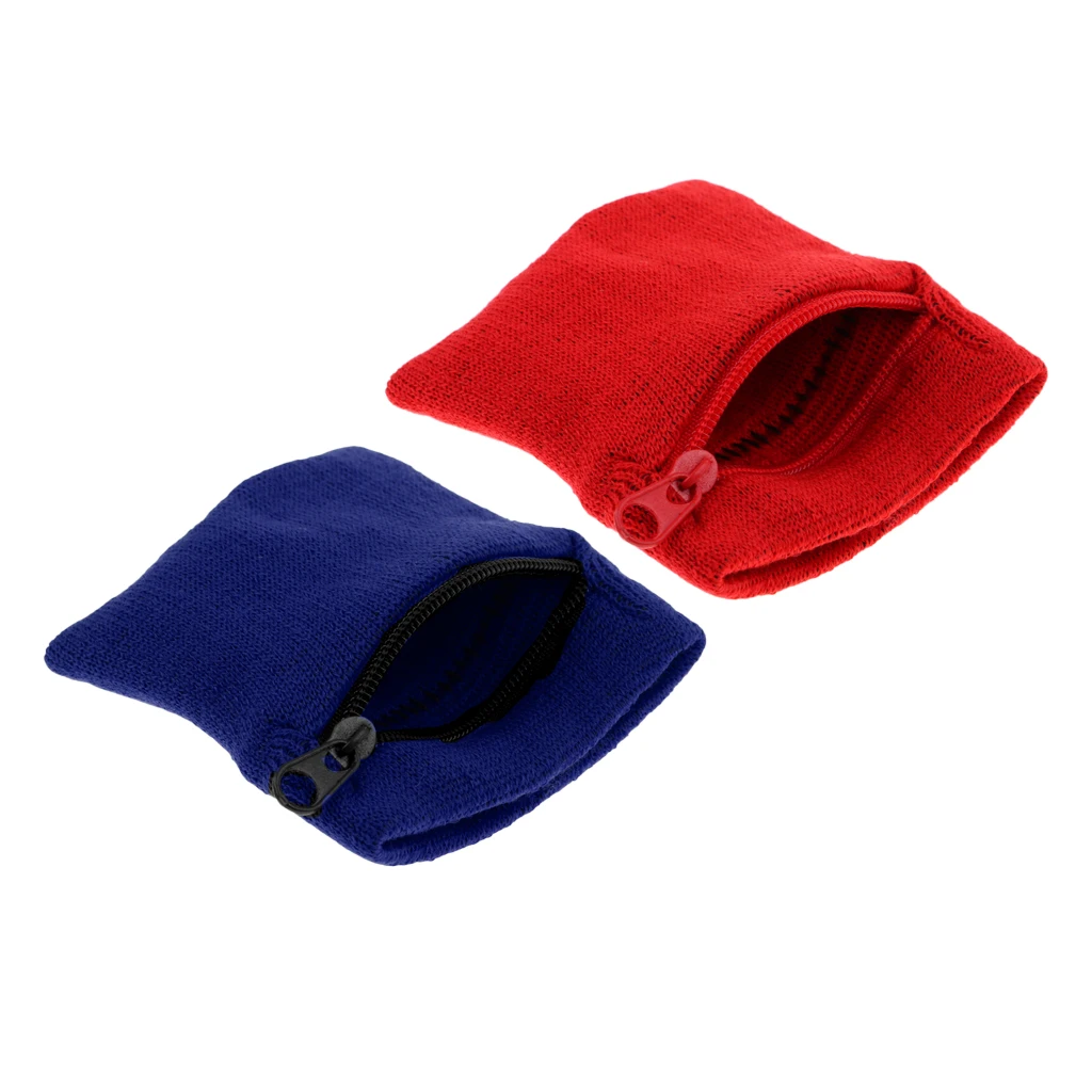 2Pcs / Pack Sports Wristbands With Zipper Wrist Wallet Sweatband Key Coin Money Pocket For Cycling Gym Running Fitness