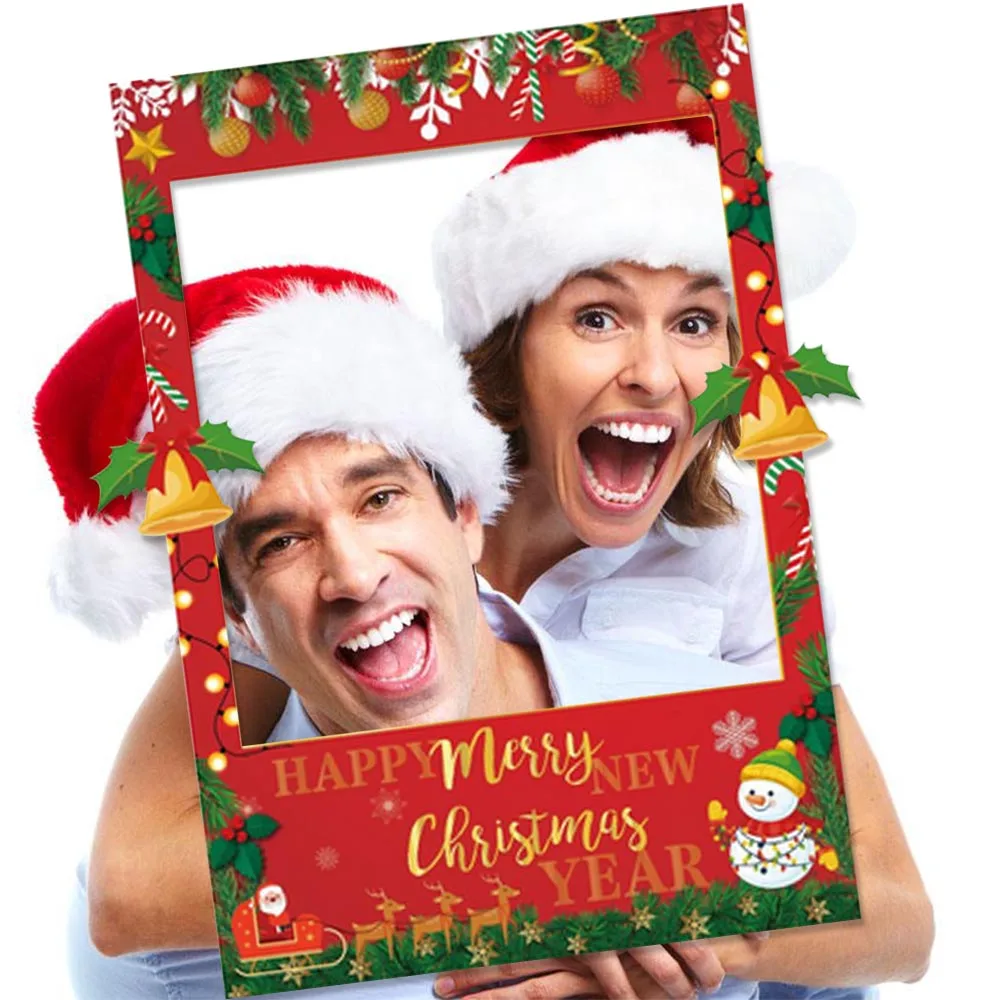 Besegad Забавный DIY мультфильм Merry Christmas Photo Booth Реквизит Рождественская фотография фото фон рамка для селфи Рождественский Декор Игрушка