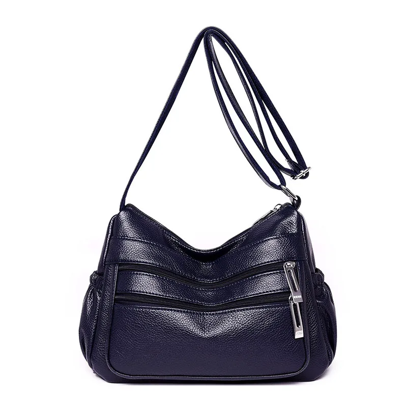 LONOOLISA повседневные кожаные сумки через плечо для женщин Sac основной Femme роскошные сумки много Pockrts сумка на плечо Bolsa Feminina - Цвет: Blue