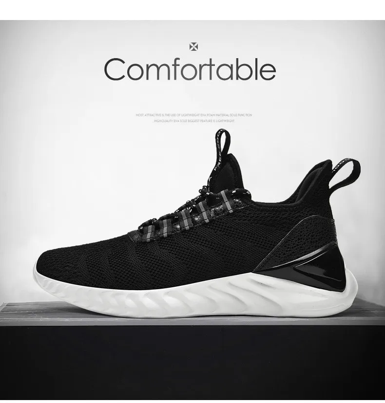 Men Sneakers Plus Size 48 Breathable Fashion Casual Shoes Men Lace-up Flyknit Lightweight Walking Footwear Zapatillas Hombre