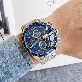 

TAG- Heuer- New Automatic Mechanical Men Watch Silver Blue Stainless Steel Transparent Sapphire Glass AAA Glide Watches 931