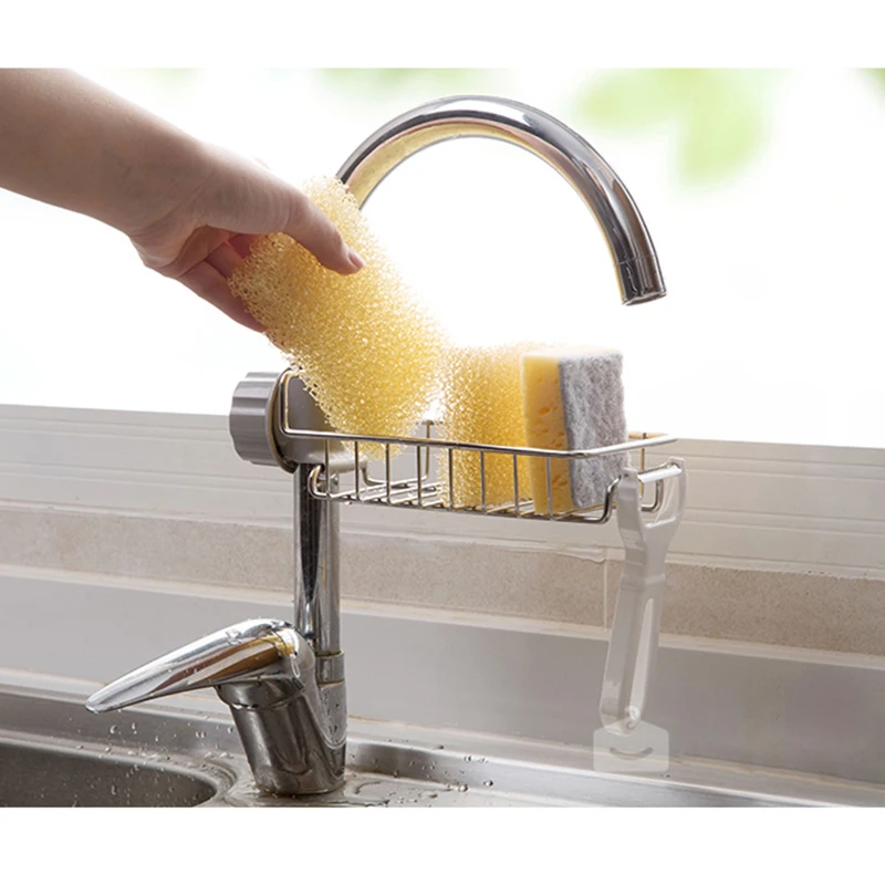Stainless Steel Hot Sink Hanging Storage Rack Holder Faucet Clip Bathroom Kitchen Dishcloth Clip Shelf Drain Dry Towel Organizer