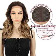 Mgaic, 20 дюймов, волнистые синтетические волосы, кружевная часть, парик для черных женщин, термостойкие волосы, красный смешанный парик для косплея, синтетический парик на шнуровке