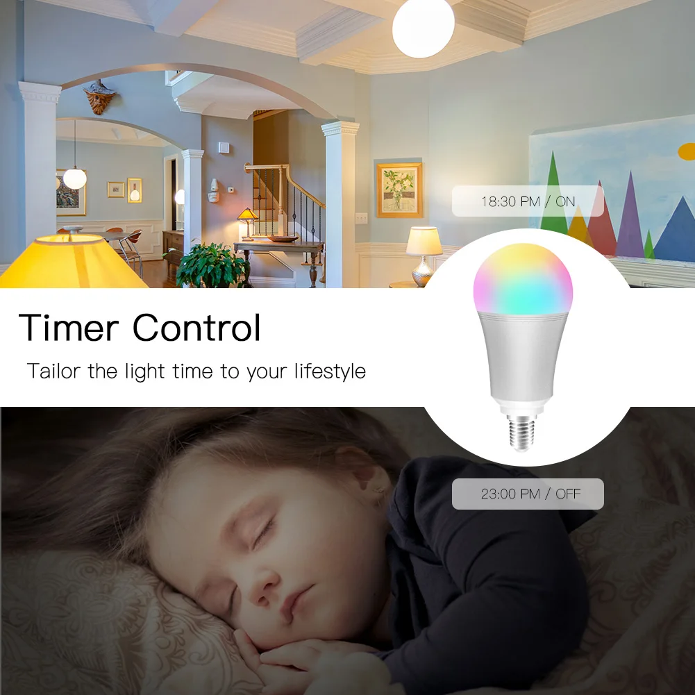 Wifi-патрон, умный свет лампы умная цветная светодиодная лампа 7 Вт RGBW приложение дистанционное управление работает с Alexa Google для умного дома E14