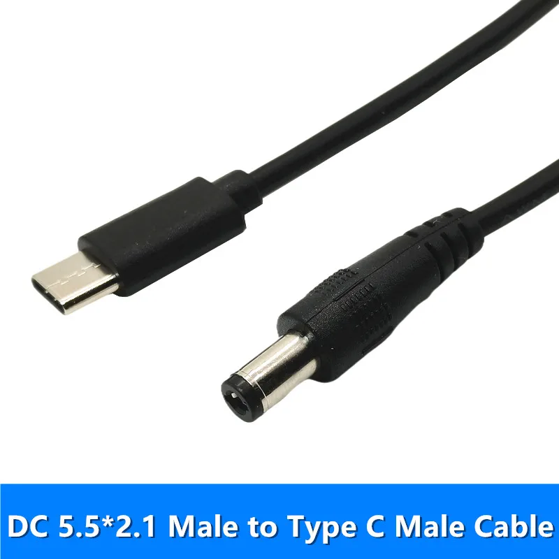 1m DC Type-c Male to 5.5*2.1 Male Cable 5521 Power Jack DC Power Conector 5.5x2.1 adapter USB Type C Converter