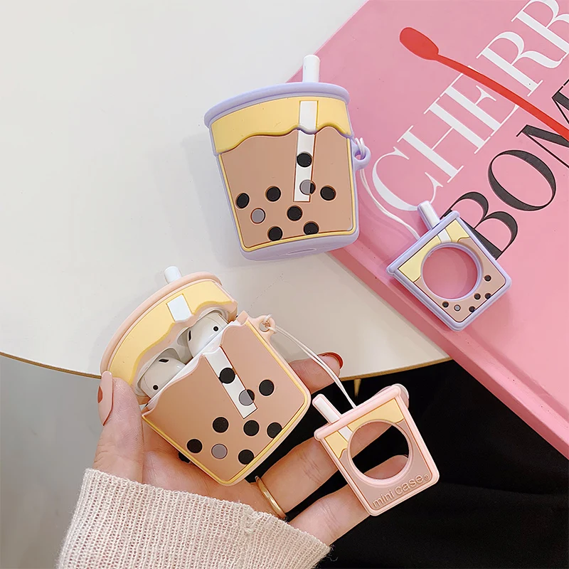 3d Cute Cartoon Milk Tea Boba Tea For Airpods 1 2 Case Accessories Protection Earphone Case For Airpod Air Pods 2 Silicone Cover Earphone Accessories Aliexpress
