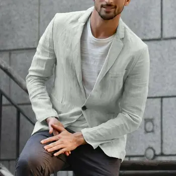 

New Autumn 2019 Fashion Men Solid Color Jacket Slim Fitness Linen Jackets Coats Clothes Casual Male Outwear Jacket Coat