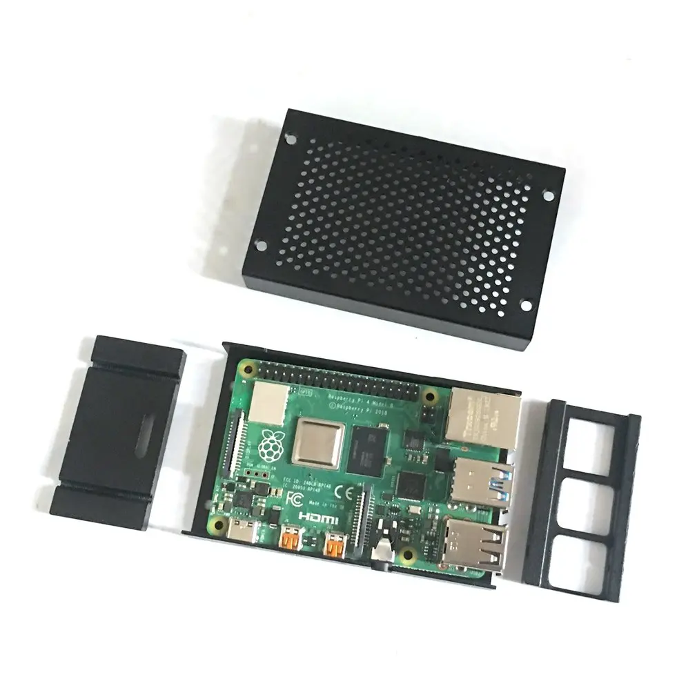 Для Raspberry Pi 4 алюминиевый корпус черный корпус Серебряная коробка металлический корпус для RPI 4 Модель B запасная ручка