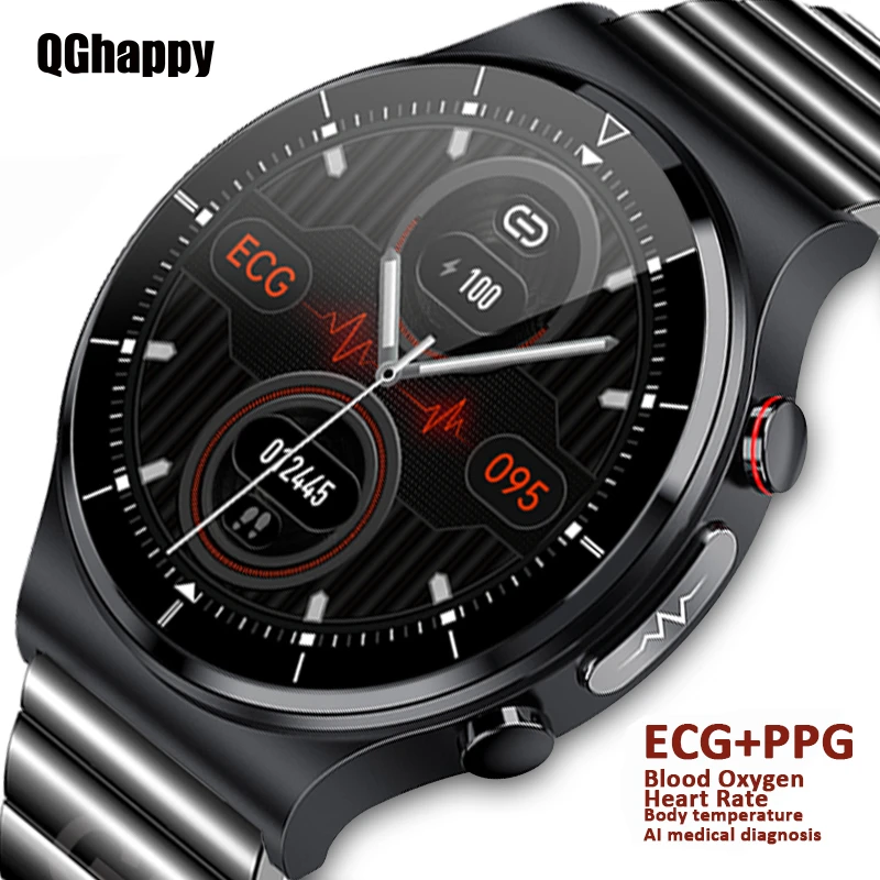 2022 New Health Smart Watch Men ECG+PPG Body Temperature Blood Oxygen Heart Rate IP68 Waterproof Wireless Charger Men Smartwatch