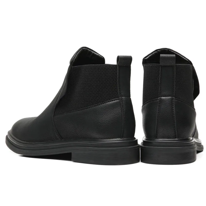 NXY/мужские ботинки; модная обувь «Челси»; Черные ботильоны без застежки с острым носком из натуральной кожи; повседневная мужская обувь; Размеры 6-13