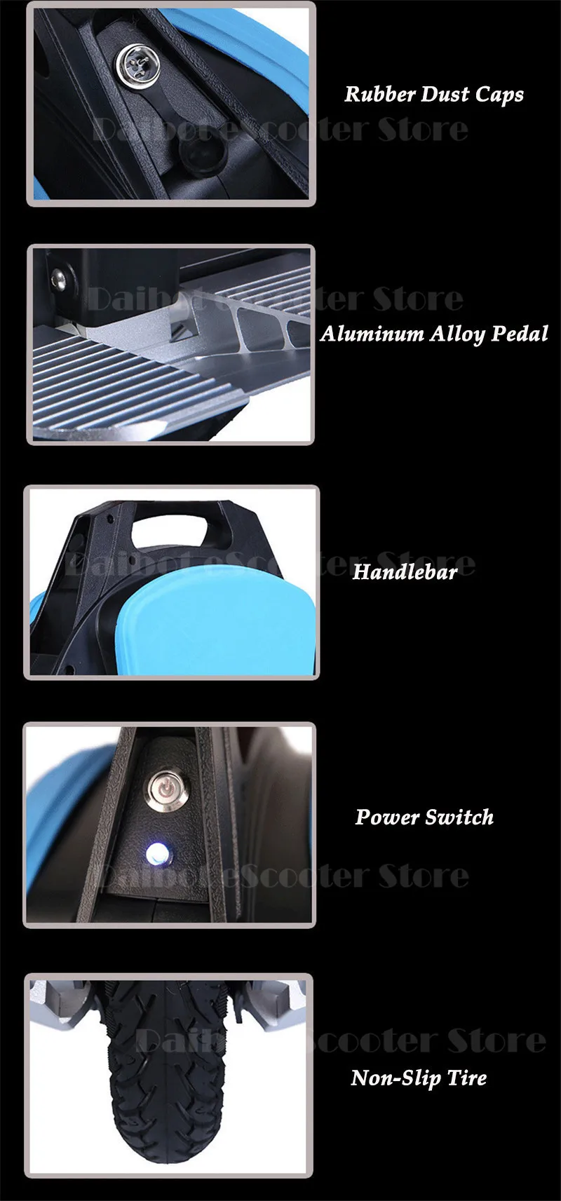 Daibot One Wheel Electric Unicycle Scooter Self Balancing Scooters 500W 60V With Bluetooth Speaker Electric Scooter For Adults   (3)