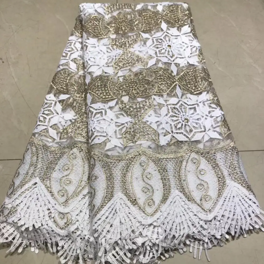 

2019 New Design African Lace Fabric Guipure Lace White French Net Laces Fabric With Stones High Quality African Swiss Voile Lace