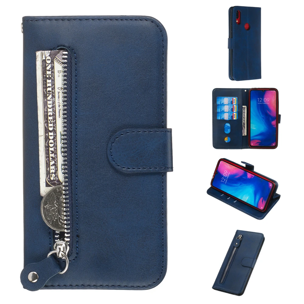 Для Xiaomi Redmi Note 7 Red mi 7 чехол кожаный бумажник Защитный чехол с застежкой-молнией и слотами для карт Оболочка Красный mi K20 K20 Pro mi 9T