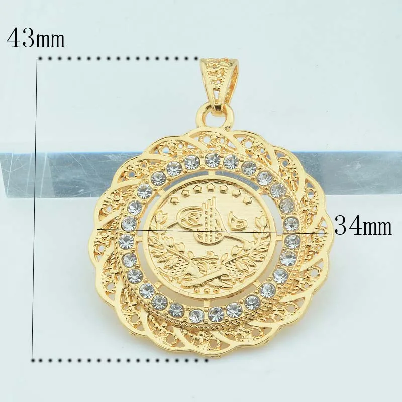 1 шт. для мужчин/женщин кулон цепи ювелирные изделия Желтый позолоченный колье с монетой - Окраска металла: only pendant
