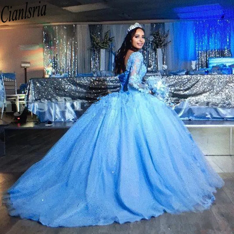 Бальное платье принцессы платья для Quinceanera с расклешенными длинными рукавами
