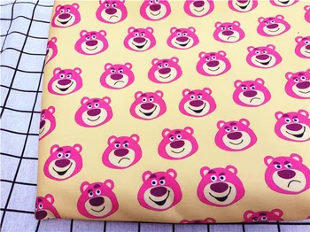 

50*140cm Canvas Cotton Cartoon Bear Printing Fabric Sewing Material Quilting Patchwork Needlework DIY Handmade Cloth Dress