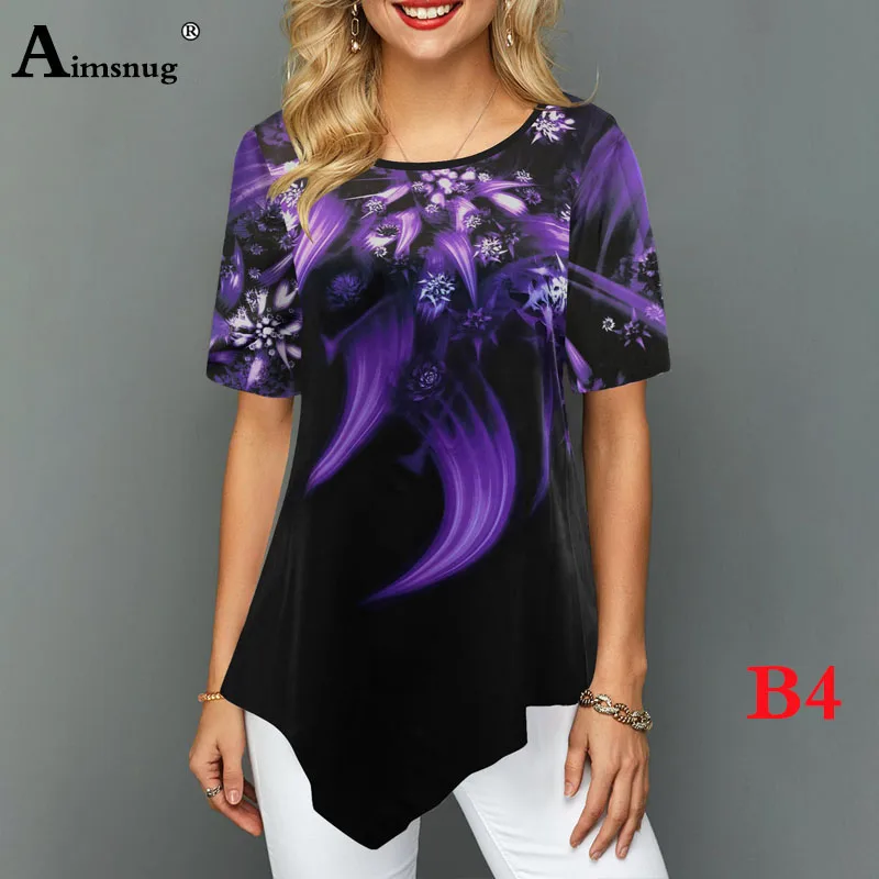 Плюс размер 4xl 5xl Женские Модные топы с принтом круглый вырез короткий рукав Футболка в стиле бохо рубашки Новая Летняя женская повседневная свободная футболка