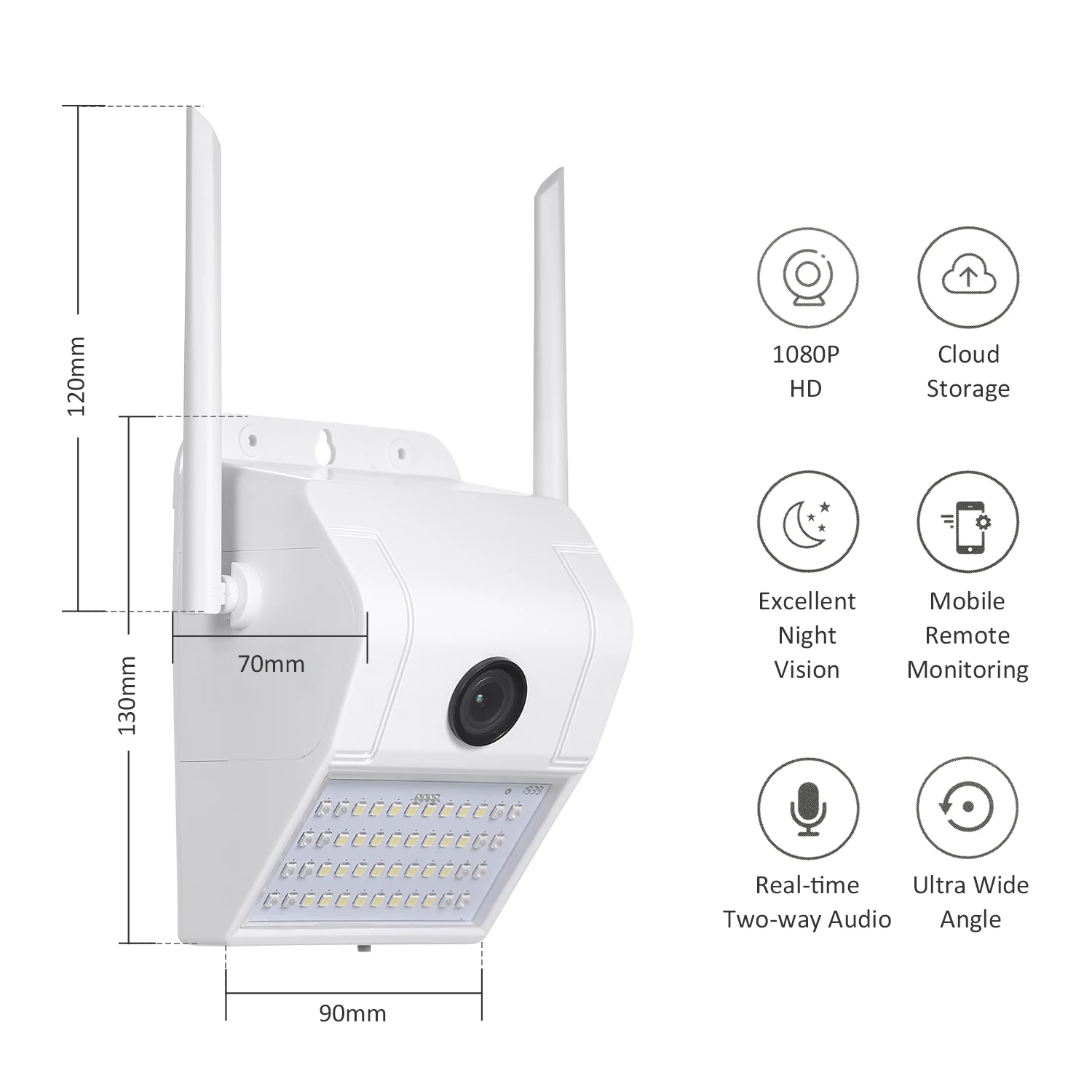 Беспроводная уличная светильник веб камера V380 1080P с Wi Fi и датчиком