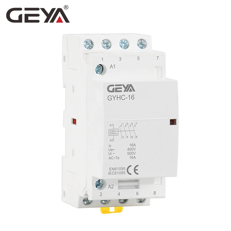 

GEYA GYHC 4P 16A 20A 25A 4NO OR 2NO2NC 220V/230V 50/60HZ Din rail Household AC Modular Contactor
