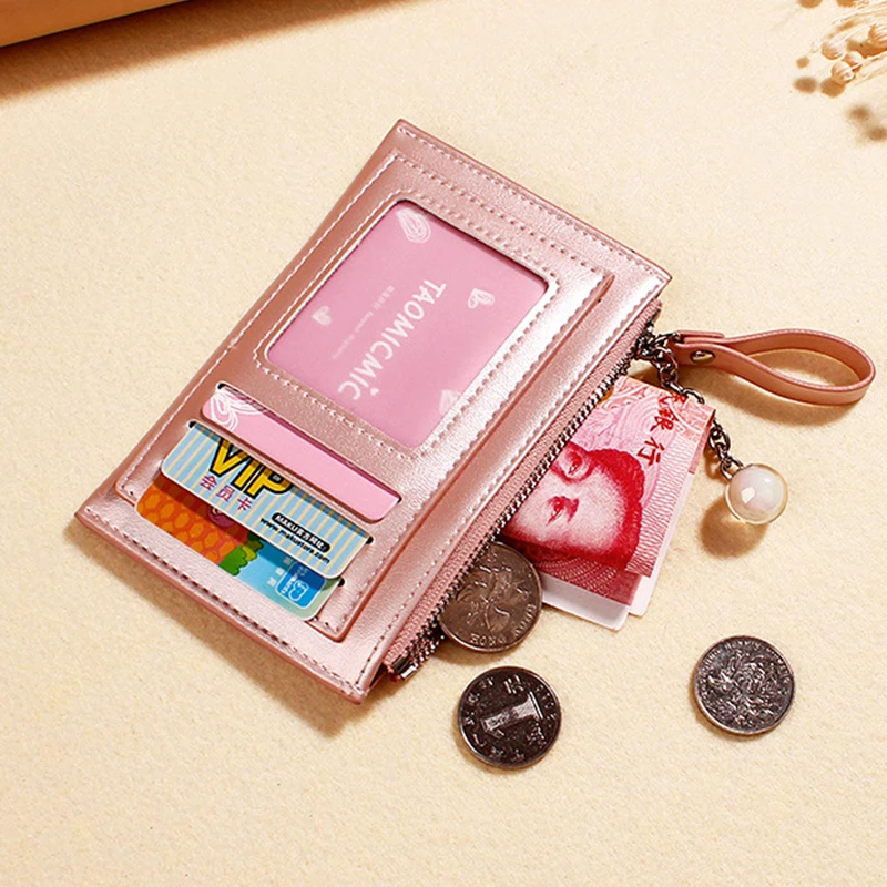 

Pearlescent Leather Small Wallet Women Luxury Brand Mini Women Wallets Purses Female Short Coin Zipper Purse Credit Card Holder