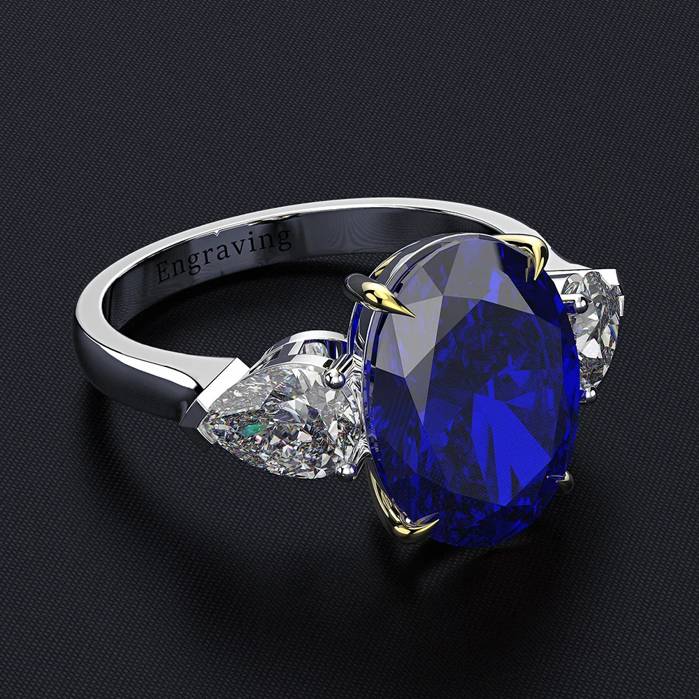 Blue Wong Rain Винтаж стерлингового серебра 925 искусственный муассанит драгоценный камень Обручальное кольцо с бриллиантами ювелирных изделий - Цвет камня: Blue