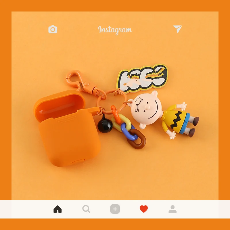 Милый брелок для ключей из мультфильма "Charlie коричневая собака", силиконовый защитный чехол для наушников для Airpods 1, 2, аксессуары, чехол, сумка, коробка