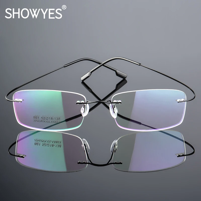

New 9 Colors Lightweight Rimless Glasses Frames Metal Alloy Eyeglasses Spectacle Frames Prescription Eyewear Optical Frames 800