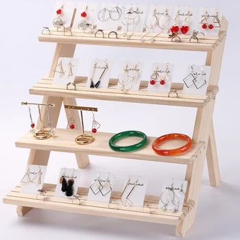 

Jewelry Display Tray Pendant Earrings Rings Display Blocks Solid Wood Jewelry Display Holder