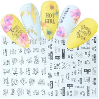 

1pc Black Letter Nail Slider 3d Super Thin Sticker Strip Tape Foil Wrap Adhesive Decals for Nail Art Designs Manicure Decoration