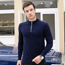 Плотный вязаный мужской свитер вязаный пуловер мужские модные Джемперы осень зима половина водолазка шерсть свитер