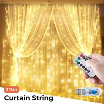 

3M LED Curtain Light Garland Music Contral String Light Fairy Festoon Remote Control 8models Christmas Decorations For Home Room