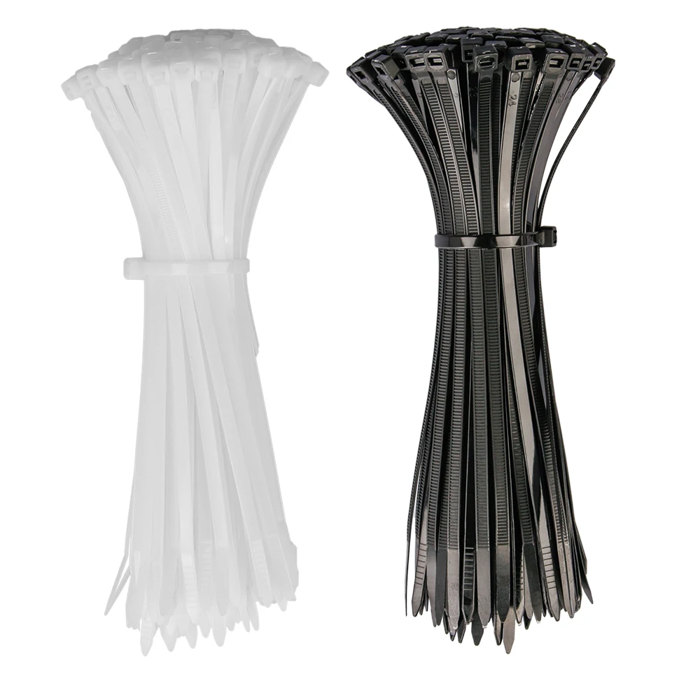 All Sizes BLACK & WHITE Heavy Duty Cable Ties Nylon Zip Tie Wraps