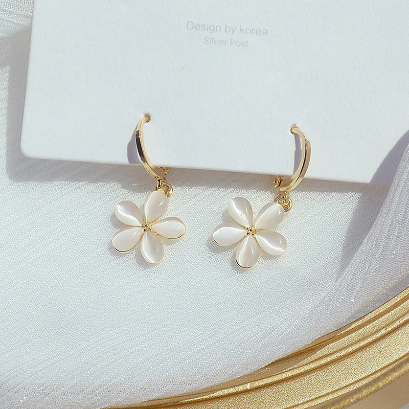 Ins Hot Sale Cute Simple Flower Opal Earring for Women Temperament Drop Earrings Wedding Daily Bijoux Accessories Pendant Gift - Image 6