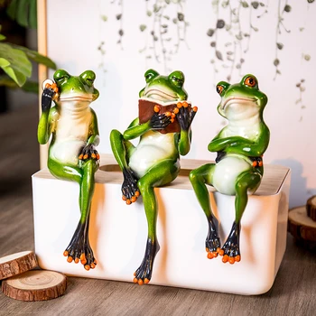 

3D Creative Funny Bathtub Frog reading Cycling sleeping Frog Model Figurine Home Office Tabletop Decor Gift Birthday Present