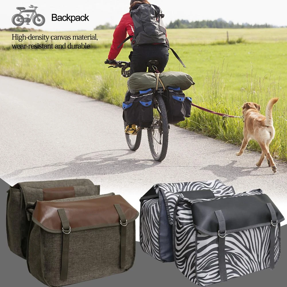Alforja trasera de lona para bicicleta, estante de de cuero para trasero, bolsa para equipaje, bolsa para alforjas|Maletas y cestas de bicicleta| - AliExpress