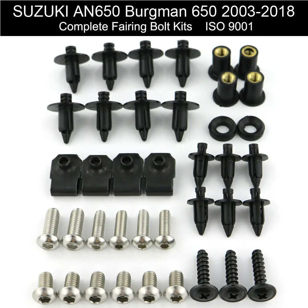 

For Suzuki AN650 Burgman 650 2003-2018 2013 2014 2015 Complete Fairing Bolts Kit Cowling Bolts Clips Nuts Screws Stainless Steel